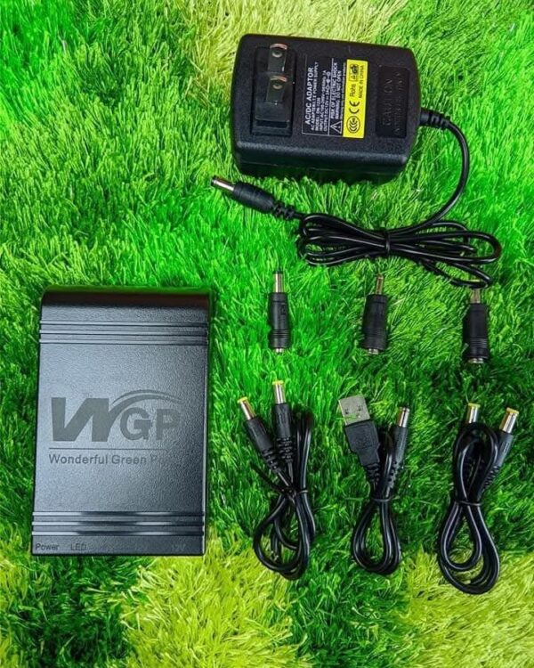 WGP Mini DC UPS for wifi router + onu 10 Hours power backup 10400MAH (5v,9v, 12 Output) With Adapter